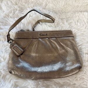 Vintage Coach Champagne Metallic Wristlet Y2K 6.5"X5" Great Shape some wear